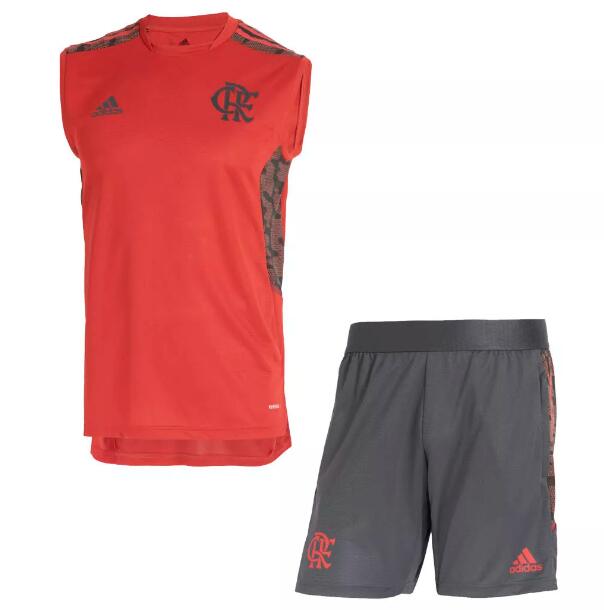 2021/22 Flamengo Men's Red Training Kits Vest Shirt with Shorts